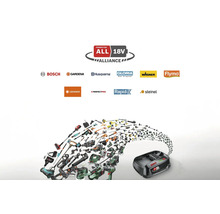 Power for ALL Alliance 18 Volt Akku-System kompatibel mit Marken wie Bosch, Gardena und Husqvarna für eine Vielzahl an Werkzeugen und Gartengeräten.