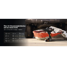 Worx Akku Gebläse WX099.9 mit 20 Volt für vielseitige Reinigungsaufgaben inklusive Zubehör für über 16 verschiedene Einsatzmöglichkeiten.