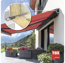 TOX Dübel zur Markisenbefestigung in einer Fassade mit Dämmung dargestellt in einem Anwendungsbeispiel an einem Wohnhaus