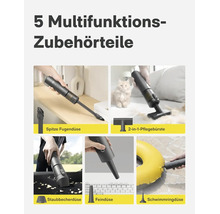 Set mit 5 multifunktionalen Zubehörteilen für einen Handstaubsauger zur Reinigung verschiedener Oberflächen wie Möbel, Polster und Tastaturen.