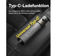 Handstaubsauger mit Typ C Ladefunktion und 2500 Milliamperestunden Lithium Akku mit bis zu 35 Minuten Laufzeit