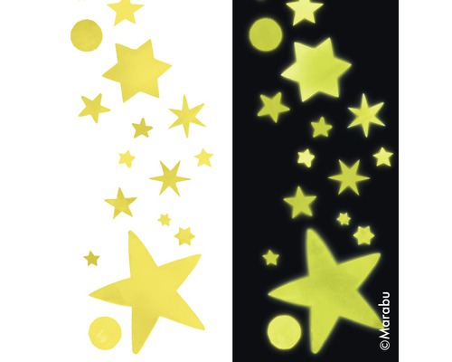 Leuchtsterne und Punkte für die Dekoration im Kinderzimmer