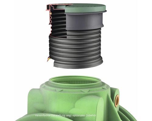 Teleskop-Domschacht GARANTIA D: 620 mm 220 - 700 mm schwarz Regenwasserzisternen-Schacht mit geripptem Rohr