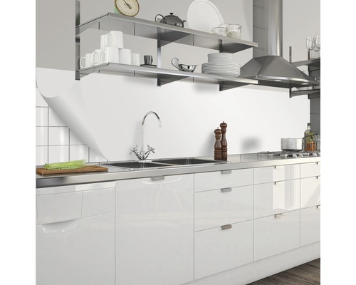 Küchenrückwand mySpotti Splash UNI weiß Unifarbe 2200 x 600 mm SP-F1-1411
