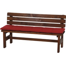 Holzbank mit roter Sitzauflage
