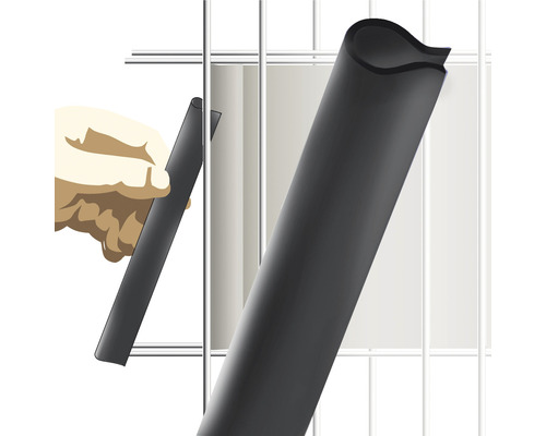 Illustration eines Gitterstabes, der mit einem Kantenschutzprofil versehen wird.