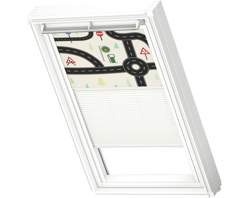Dachfensterplissee mit Straßenmotiv