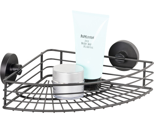 Eckregal für die Dusche mit Saugnapfbefestigung und Badutensilien