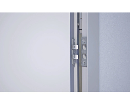 Detailansicht eines Innentürschlosses mit Falle und Schließblech