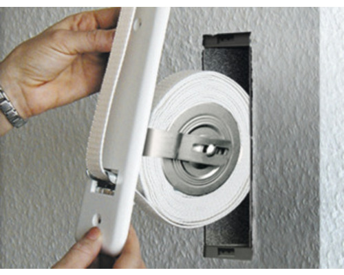 Rollbarer Fugendichtstreifen mit Gehäuse zur Wandmontage