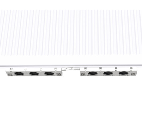 Zwei Grow-Box-Lüfter unter einer Decke