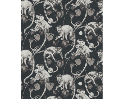 Tapete mit Affen und Lampionblumenmuster
