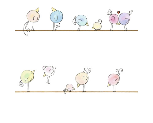 Illustration von stilisierten Vögeln auf einer Linie