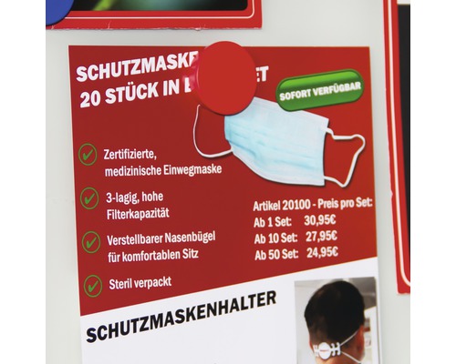 Hinweisschild für Schutzmasken 20 Stück