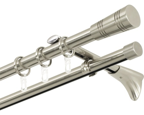 Doppelgardinenstange mit Gardinenringen und Gardinenhaken