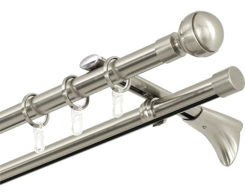 Doppelgardinenstange mit Trägern und Ringen zur Gardinenaufhängung
