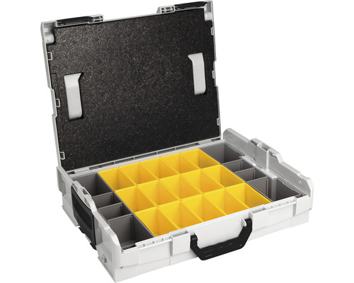 Offene Werkzeugbox mit Fächern zur Aufbewahrung und Organisation