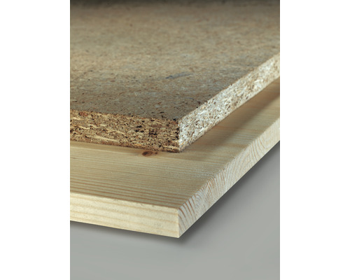 Holzplatte und Spanplatte im Querschnitt