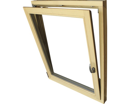 Holzfenster mit Kippfunktion geöffnet