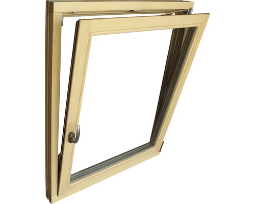 Holzfenster gekippt mit Fenstergriff