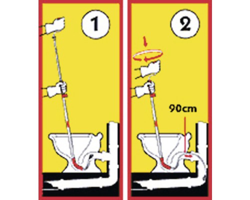 Anleitung zur Toilettenreinigung mit einem Pümpel in zwei Schritten