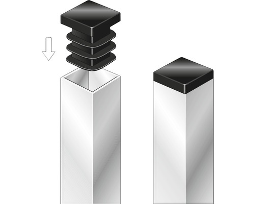 Illustration einer Vierkantrohrstopfen Montage