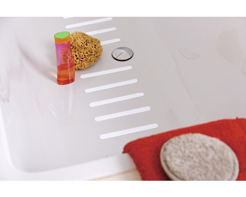 Anti-Rutsch-Streifen selbstklebend weiß 180x19 mm 12 Stück Badewanne mit Antirutschmatte, Schwamm und Seife