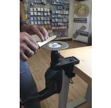 Messer schärfen mit Bohrmaschine und Schleifscheibe