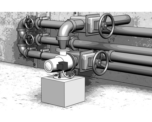 Rohrsystem mit Absperrventilen und Pumpe