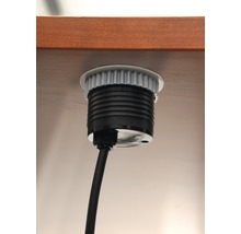 Einbausteckdose und USB schwarz/silber mit Zuleitung H05VV-F3G1,5mm² 1,5 m-thumb-4