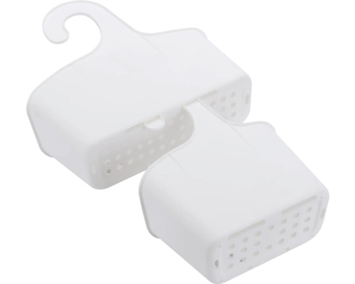 Zwei weiße Hängekörbe für Bad und Küche