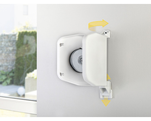 Rollladenmotor mit geöffnetem Gehäuse zur Veranschaulichung der Montage