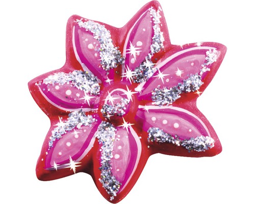 Dekorative rote Blume mit Glitzerapplikationen