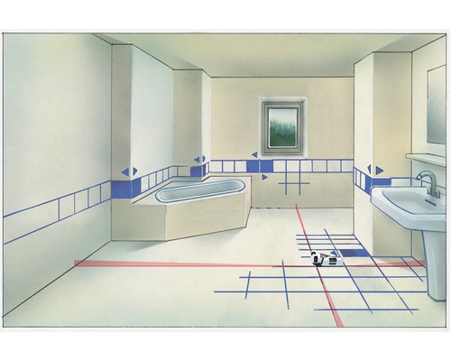 Badezimmer Illustration mit Fliesen und Laser