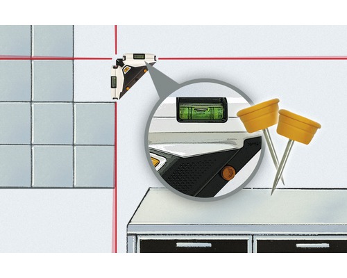 Eckwinkel-Lasergerät zur horizontalen und vertikalen Ausrichtung von Fliesen