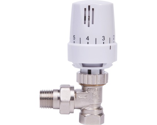 Thermostat Set Eckform 1/2 Zoll weiß Heizkörperthermostat mit Reglerkopf und Eckventil