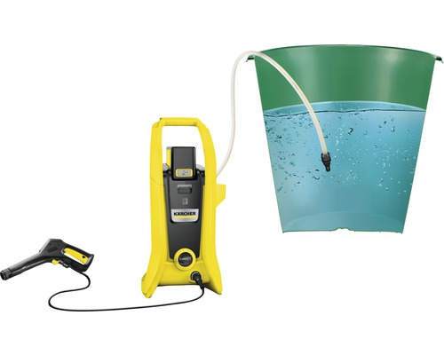 Kärcher Hochdruckreiniger mit Ansaugschlauch und Wasserbehälter