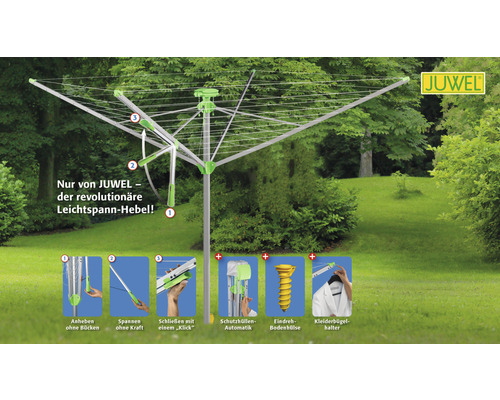 Juwel Wäschespinne mit Zubehör im Garten