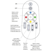 Fernbedienung zur Steuerung von Lichtfarbe, Helligkeit und Effekten