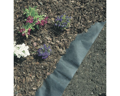 Beet mit Blumen und Unkrautvlies