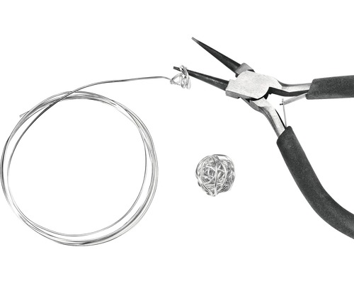 Rundzange mit Metalldraht und Drahtkugel