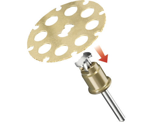 Diamanttrennscheibe und Werkzeugaufnahme für Bohrmaschine