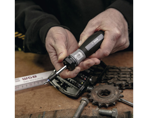 Person hält einen Drehmomentschraubendreher von WGB