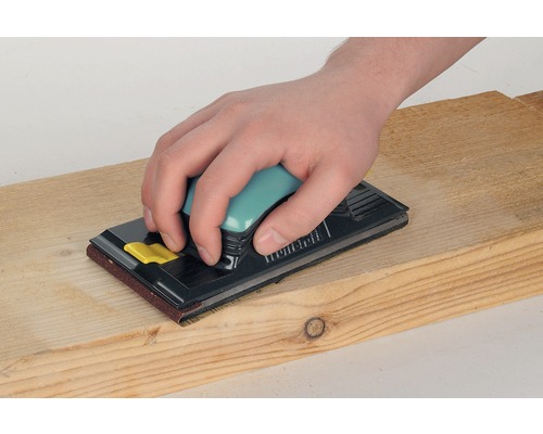 Handschleifer mit Holzbrett