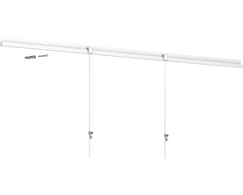 Rahmenloses Bildaufhängesystem mit Schiene, Seilen und Befestigungsmaterial