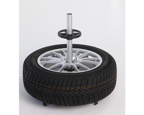 Reifenbaum mit Reifen und Felge zur Lagerung