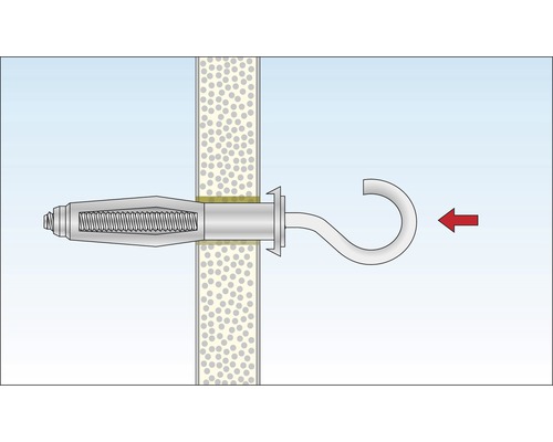 Metall Hohlraumdübel mit Haken in einer Wand