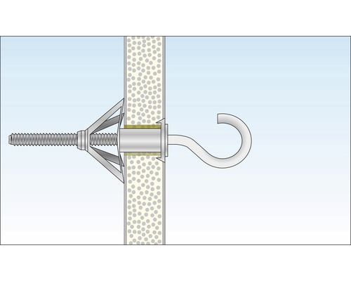 Hohlraumdübel mit Schraube und Haken in einer Wand