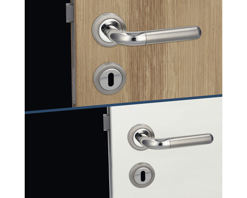 Türbeschlagset mit Türgriff und Rosette an zwei Türen