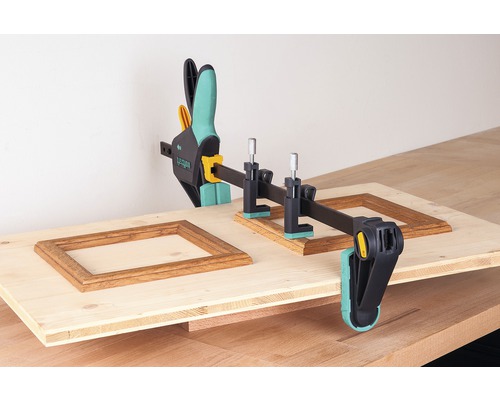 Wolfcraft Bandspanner zum Verleimen von Holzrahmen auf einer Holzplatte